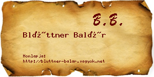 Blüttner Balár névjegykártya